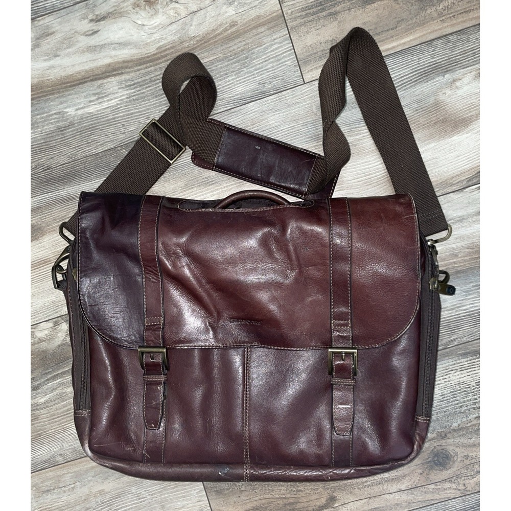 Samsonite VTG Brown Soft Leather Laptop‎ Briefcase Messenger Bag Style 923671